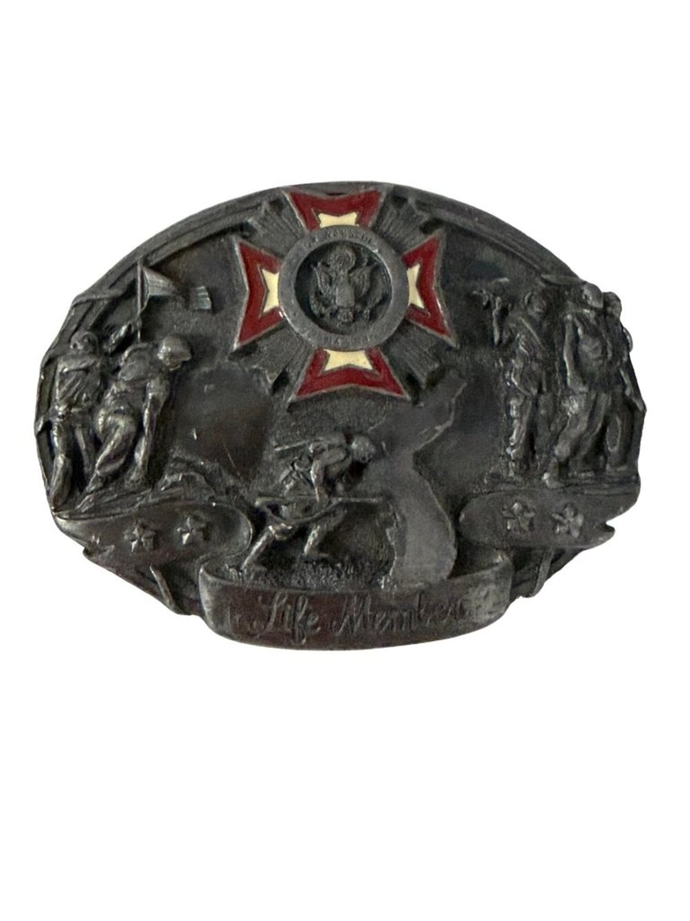 1987 Siskiyou VFW Life Member Belt Buckle Veterans of Foreign Wars Made in USA